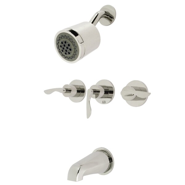 Kingston Brass KBX8136SVL Three-Handle Tub and Shower Faucet, Polished Nickel KBX8136SVL - main